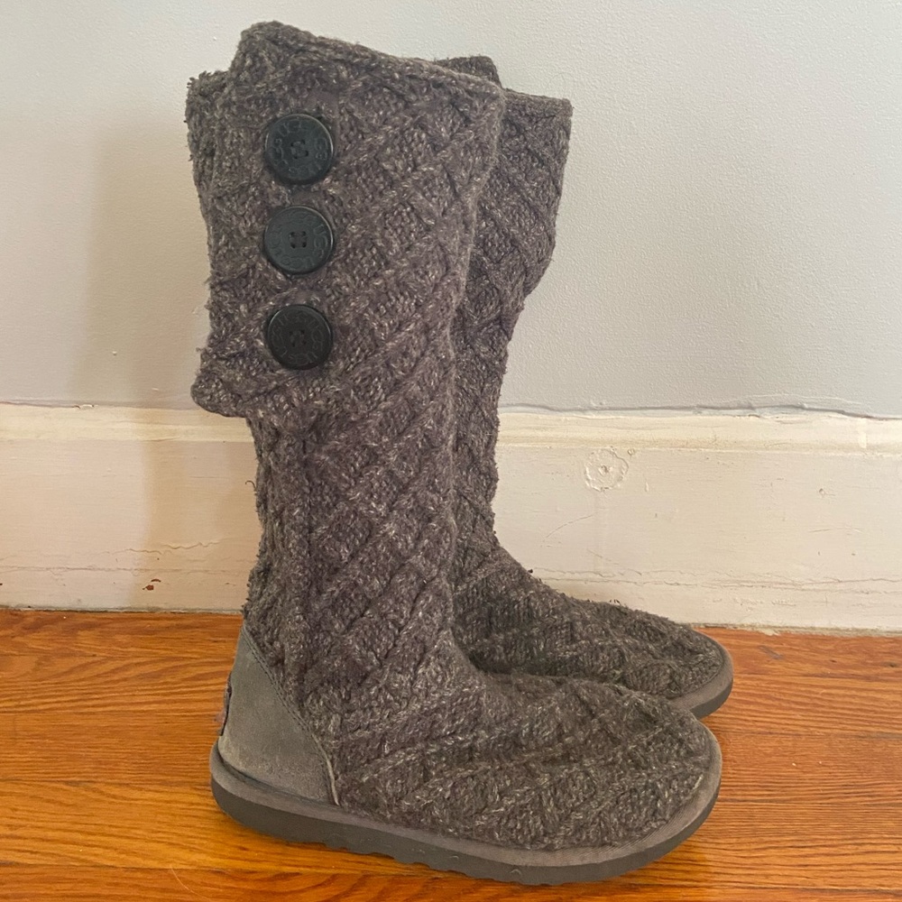 UGG Tall Cardi Lattice Charcoal Boots